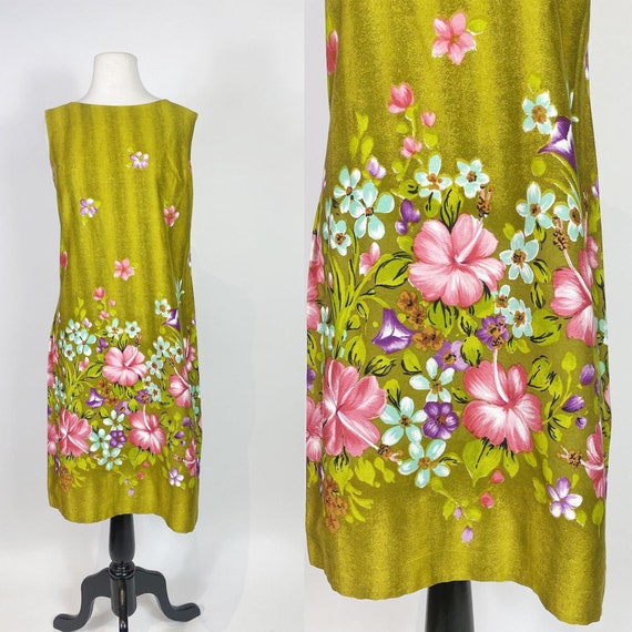 1960s Kuulei Sportswear Cotton Floral Shift Dress - image 1