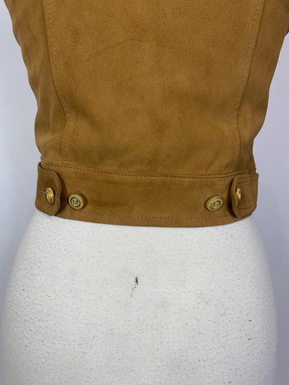 1990s Mondi Brown / Tan Suede Leather Vest Top - image 7