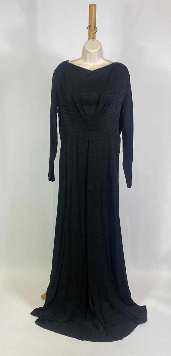 1930s Black Long Sleeve Cowl Neck Floor Length Go… - image 2