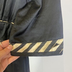 1940s Black Cotton Striped Trim Day Dress image 9