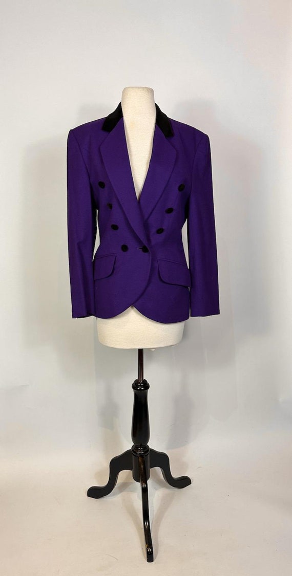 1980s - 1990s Louis Feraud Purple Wool Blazer Jac… - image 2