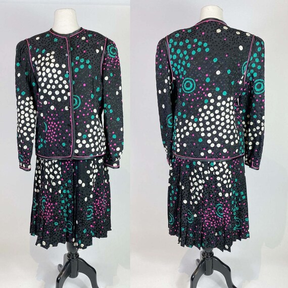 1980s - 1990s Saks Fifth Avenue Quilted Polka Dot… - image 1