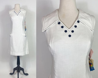 1960s Sherbert Originals White Mod Sailor Dress Deadstock NWT