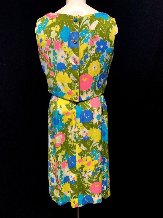 1960's Bright Floral 2 Piece Dress - image 7