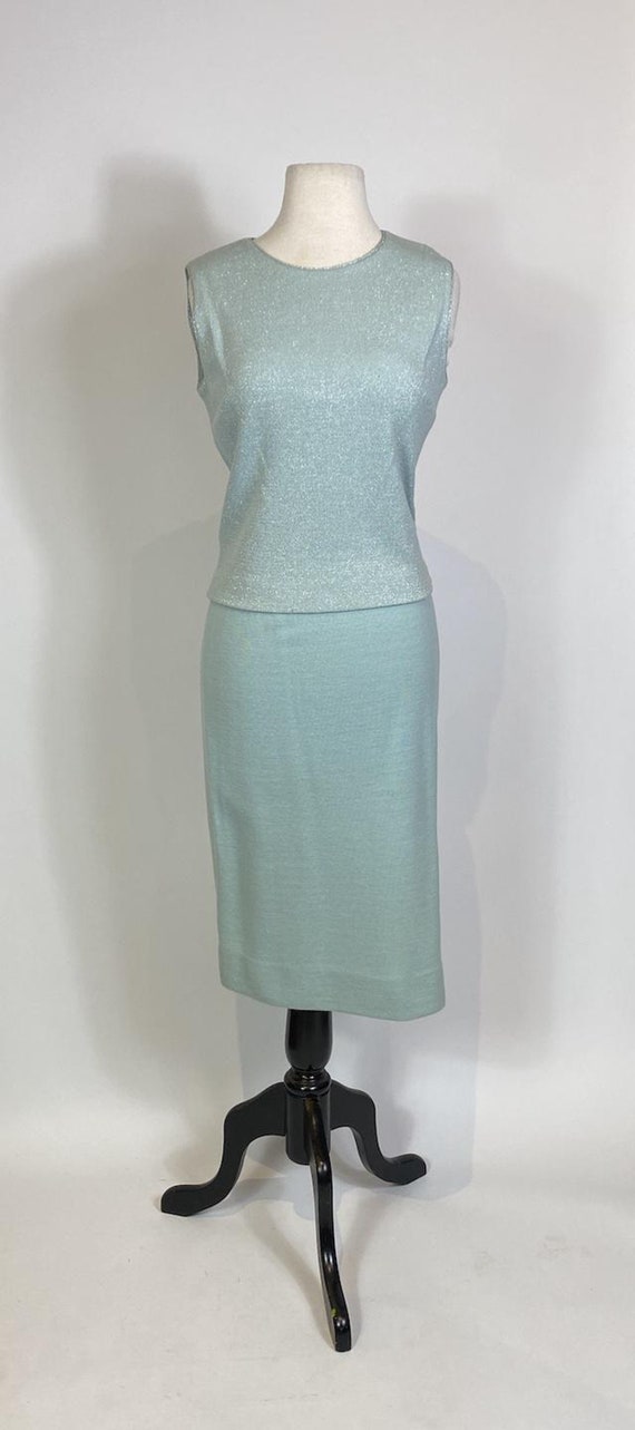 1960s Kimberly Robins Egg Blue Wool Three Piece S… - image 5