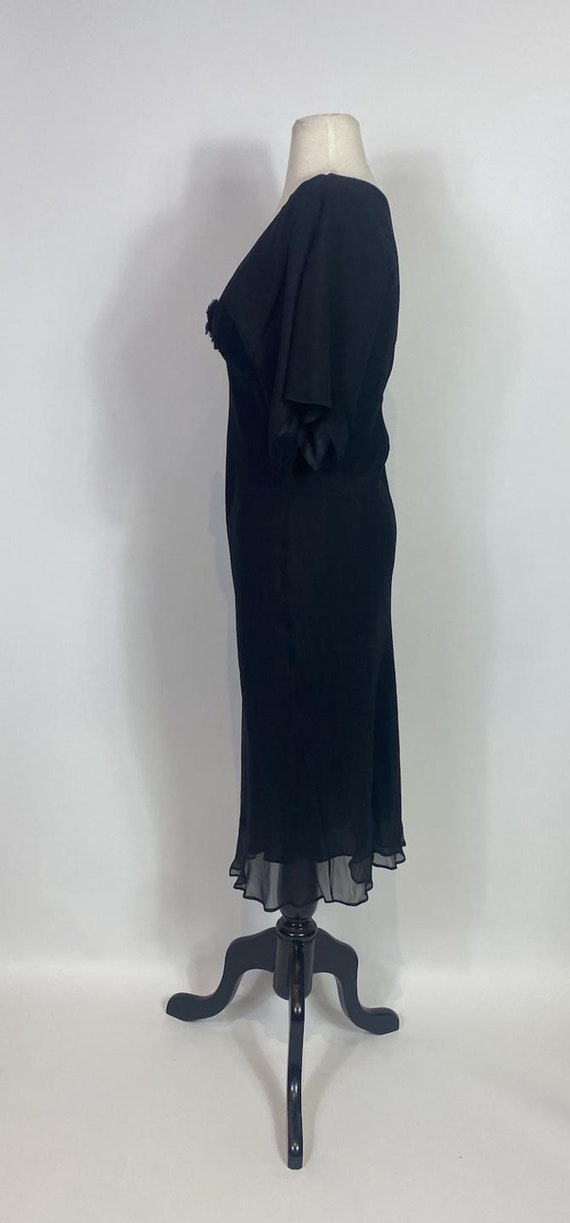 1990s does 1930s Black Silk Flutter Sleeve Bias C… - image 3