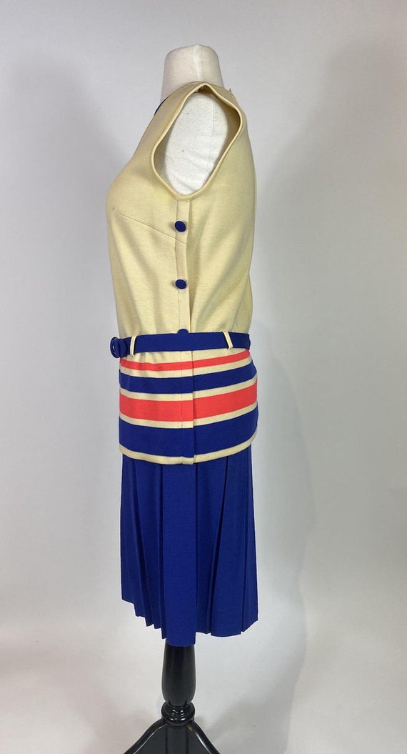 1960s Mod Wool Striped Shirt and Pleated Skirt Set - image 3