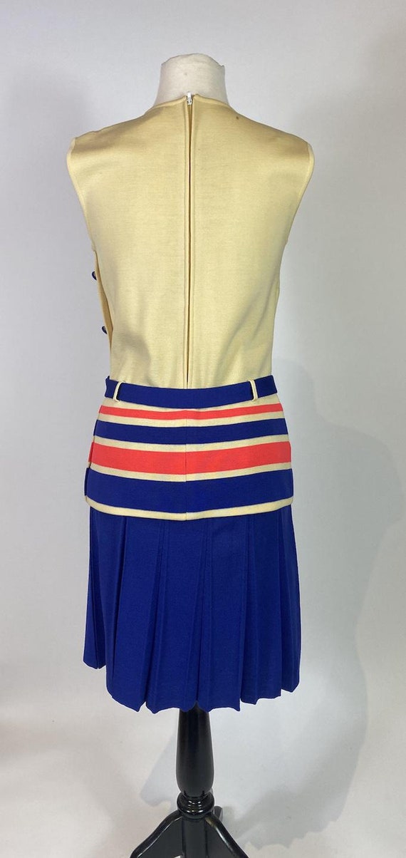 1960s Mod Wool Striped Shirt and Pleated Skirt Set - image 4