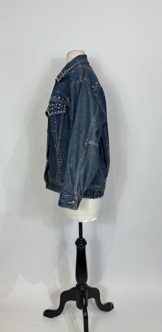1980s - 1990s Don't Stop Silver Studded Denim Jac… - image 4
