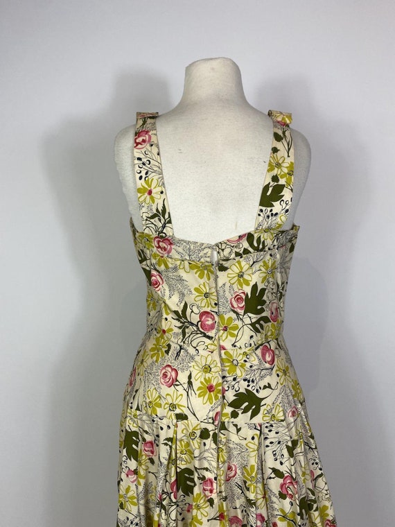 1950s - 1960s Garden Floral Print Cotton Maxi Dre… - image 6