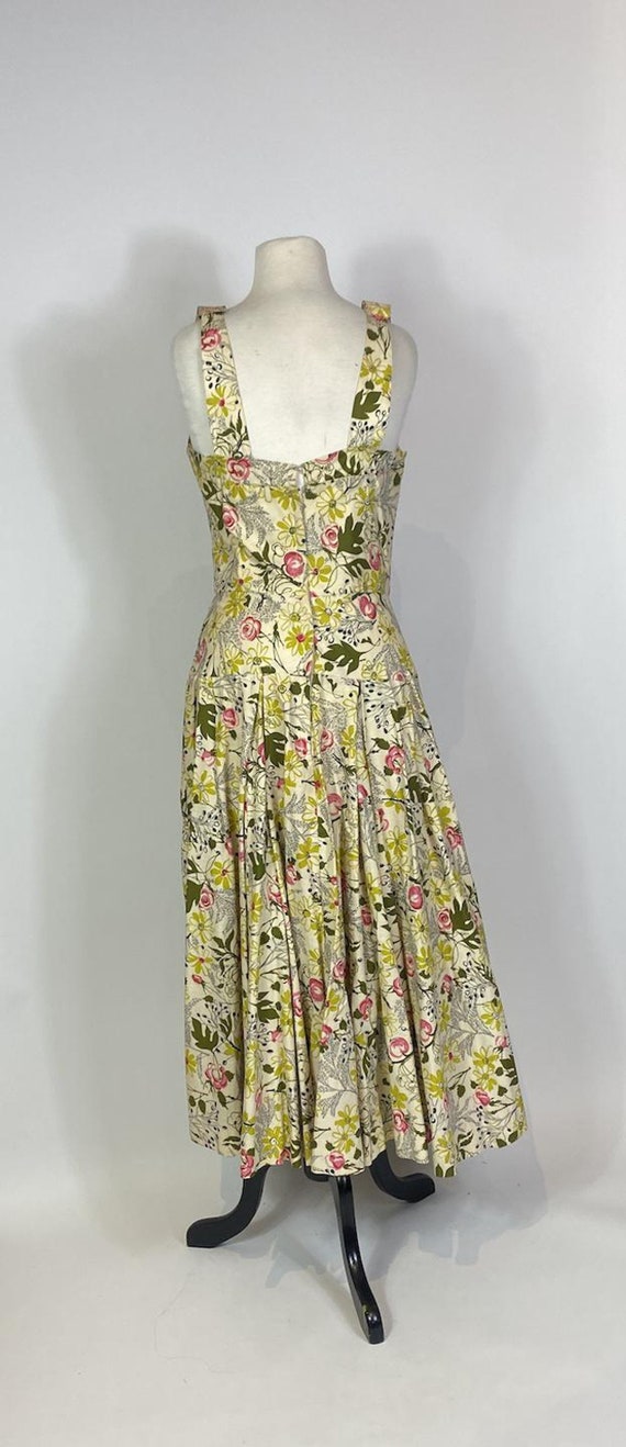 1950s - 1960s Garden Floral Print Cotton Maxi Dre… - image 4
