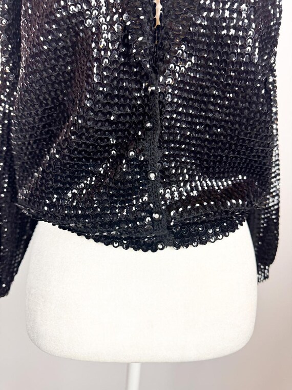 Vintage 1950s Black Wool Sequin Bad Girl Cardigan… - image 3