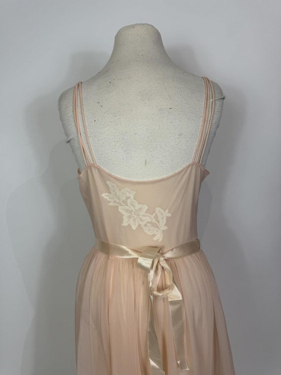 1950s Vanity Fair Peach Pink Chiffon and Lace Sli… - image 6