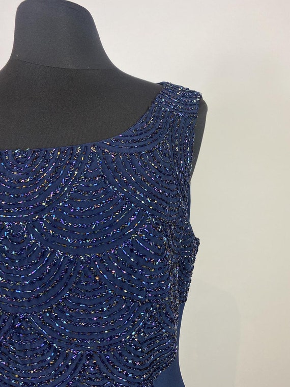 1990s - Y2K Macis Beaded Top Navy Dress - image 6