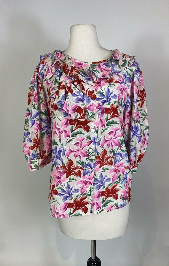 1980s - 1990s Emanuel Ungaro Silk Floral Puff Slee