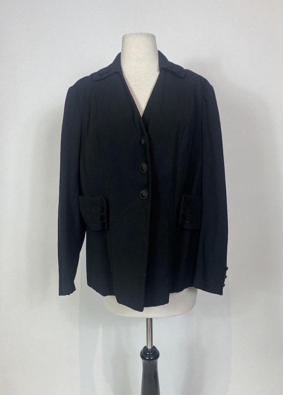 1890s Late Victorian Black Wool Jacket - image 2