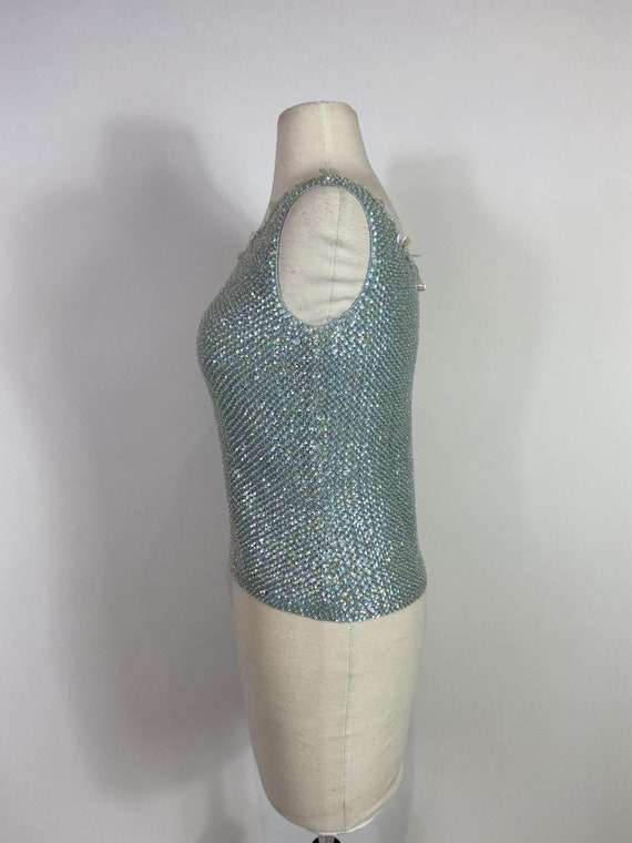 1950s - 1960s Blue Wool and Sequin Tank Top - image 6
