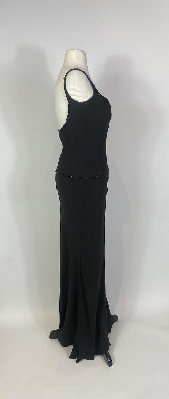 1990s - Y2K Donald Deal Black Silk Beaded Gown wi… - image 2