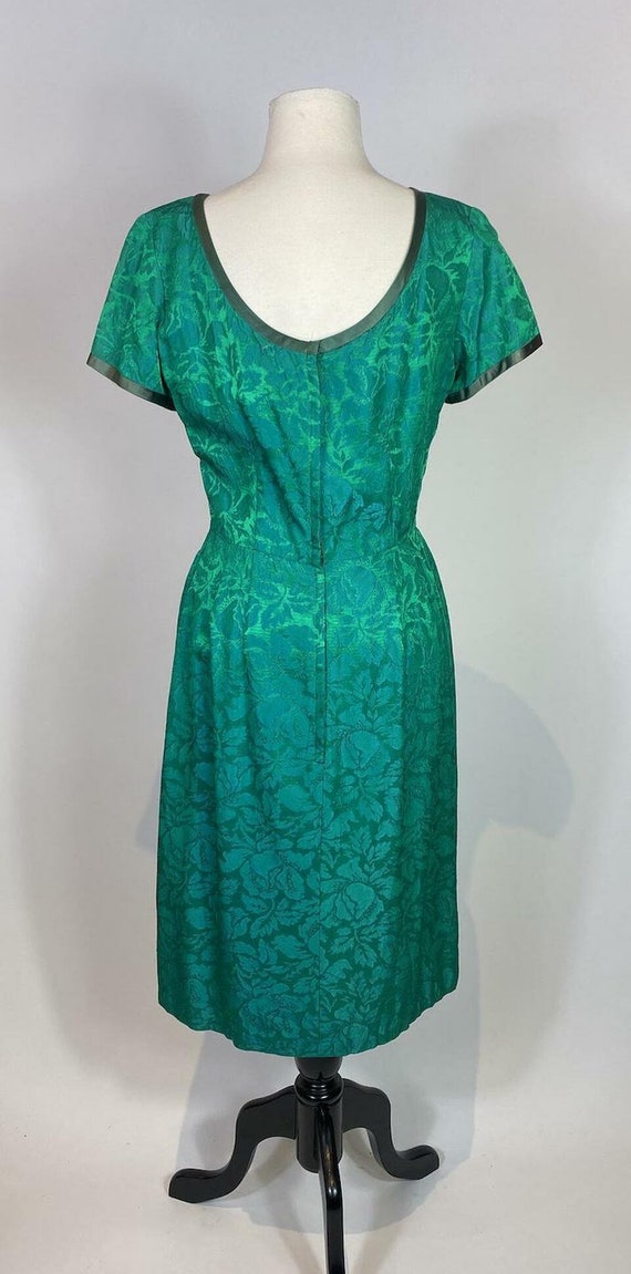 1960s Blue Green Jacquard Dress and Jacket Set - image 6