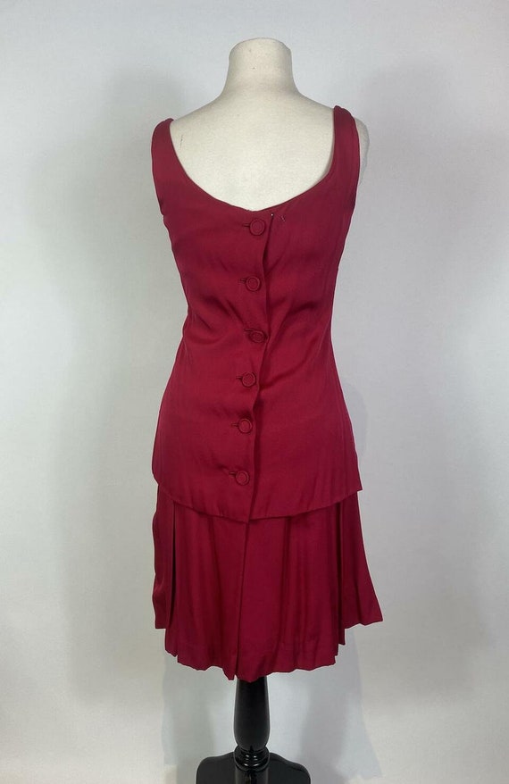 1950s - 1960s Cranberry Button Back Dress - image 4