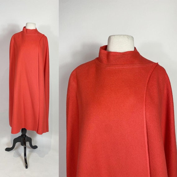 1960s - 1970s Bright Red Mod Wool Cape Coat - image 1