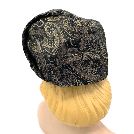 1960s Metallic Sculptural Paisley Brocade Beret S… - image 3