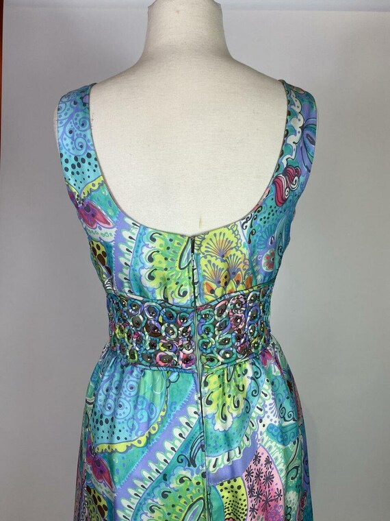 1960s Silk Crystal Waist Party Dress - image 6