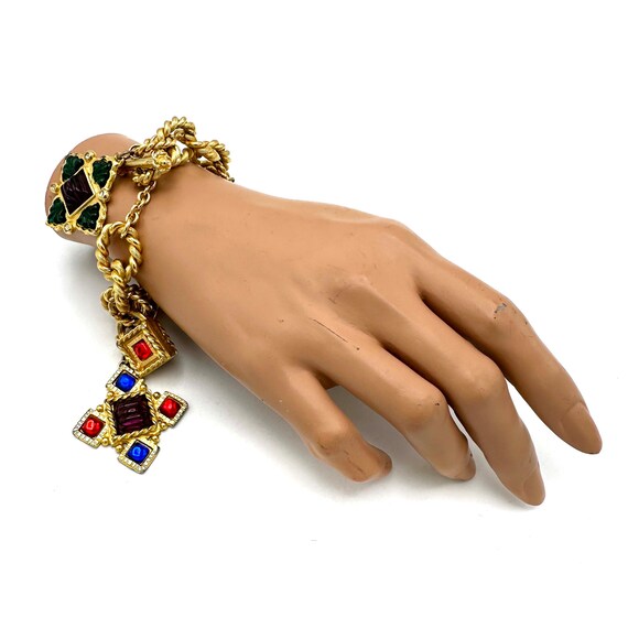 1990s YOSCA Golden Jumbo Charm Bracelet - image 3