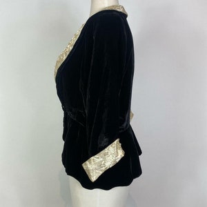 1940s Velvet with Gold Brocade Pearl Embellished Jacket image 2