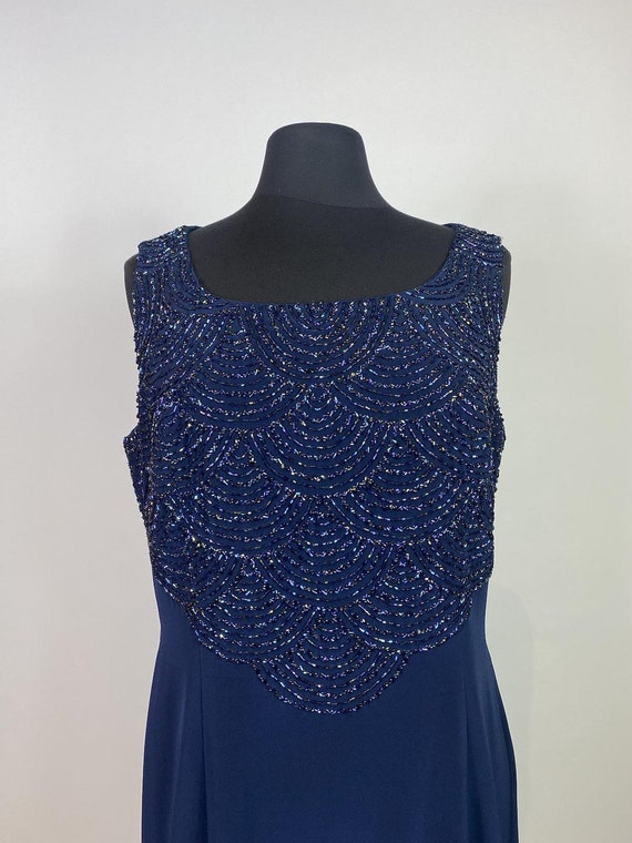 1990s - Y2K Macis Beaded Top Navy Dress - image 5