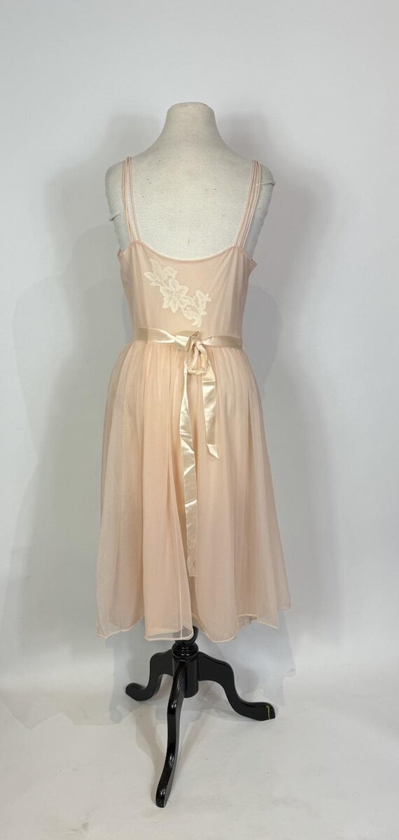 1950s Vanity Fair Peach Pink Chiffon and Lace Sli… - image 5