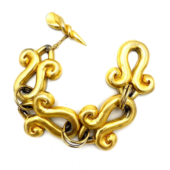 1990s YOHAI Signed Golden Swirl Bracelet - image 2