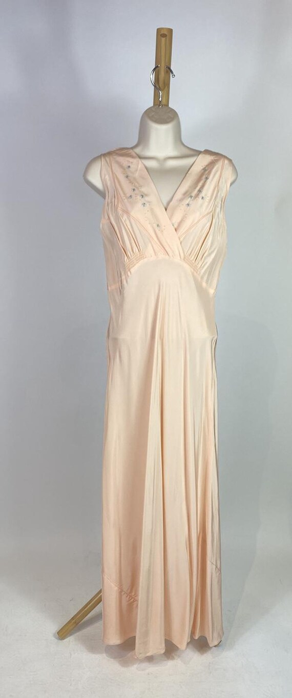 1940s - 1950s Pink Rayon Maxi Slip Dress Bias Cut… - image 2