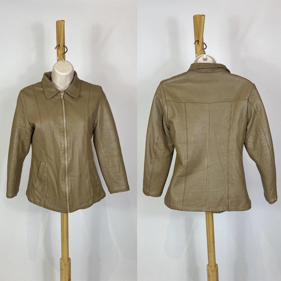 1970s - 1980s Brown / Tan Leather Jacket with Sher