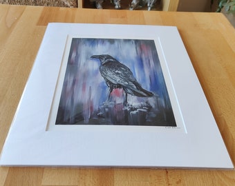 Raven Art, Raven Print, Impresión giclee de bellas artes, Arte Corvid