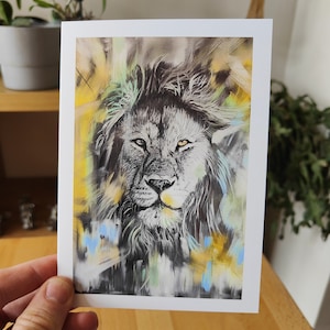 Biglietto d'auguri per il leone, biglietto per la fauna selvatica africana, biglietto di compleanno, biglietto vuoto per tutte le occasioni