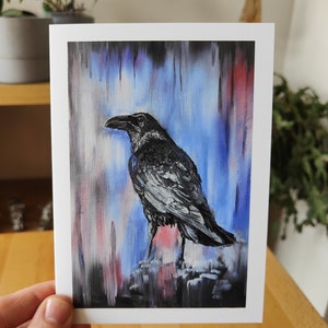 Biglietto d'auguri Raven, Corvid, Biglietto per uccelli, Biglietto di compleanno, Biglietto vuoto per tutte le occasioni