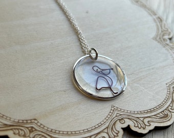 Wire Sculpted Pendant Necklace - Handmade Jewelry Resin Sealed Handcrafted Pelican Necklace with Resin-Sealed Wire Sculpted Pendant