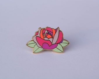 Rose Pin, Hard Enamel Pin, Backpack Pin, Cloisonné Pin, Pink Pin, Lapel Pin, Hat Pin, Flower Pin, Plant Pin, Jacket Pin, Jewelry