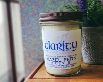 Clarity Soy Candle - Mason Jar Centerpieces - Wedding Favor Candles - Lavender Candles - Soy Wax Candle - Spa Scents - White Musk
