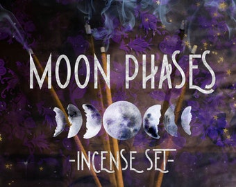 MOON PHASE Mini Incense Stick Set - Incense Sticks - Full Moon Incense - New Moon Incense - Intention Incense - Lunar Eclipse - Moon Magick