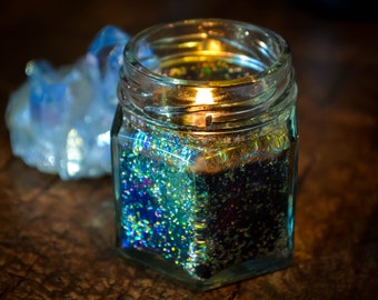 Galaxy Baby Shower - Twinkle Twinkle Little Star Soy Wax Candle - Wedding Favors for Guests - Soy Candles Handmade - Mini Sparkly Candles