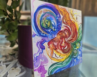 Before Maps Art: Abstract Botanical Painting with Incense (6x6 Original)