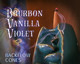 Bourbon Vanilla Violet Backflow Incense - Madagascar Vanilla Bean - Backflow Cones - Violet Incense - Vanilla Incense -