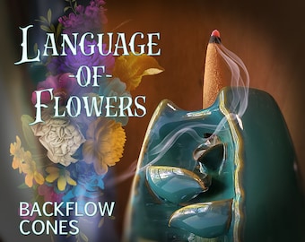 Language of Flowers Backflow Cones - Backflow Incense - Victorian Era - Forget Me Not - Carnation Incense - Floral Incense - Ozone Scent