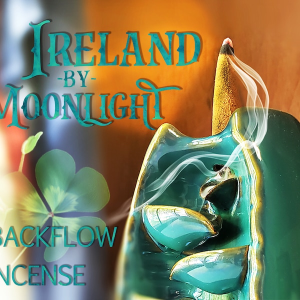 Irish Moss Backflow Incense - IRELAND BY MOONLIGHT - Celtic Meditation Incense - Green Scents - Waterfall Cones - Incense Cones