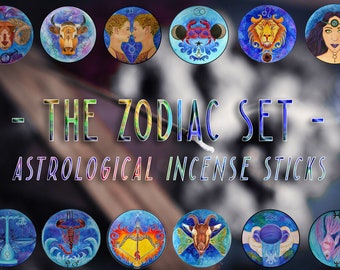 ZODIAC Set of Incense Sticks - Handmade Incense - Elemental Gifts - Libra Art - Gifts for Taurus - Soul Sister Gift - Leo - Scorpio - Pisces