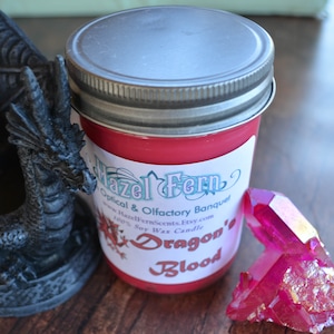 Dragon&#39;s Blood - Dragon&#39;s Blood Candle - Dragons Blood Soy Wax Candle - Scented Vegan Candle - Dragon Blood Candle - Handmade Soy Candles