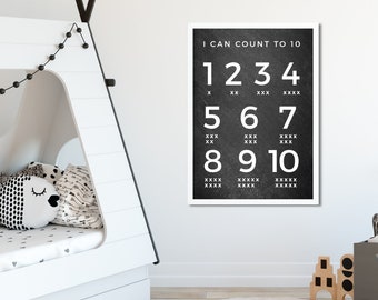 Numbers print | kids poster | numbers wall art |  printable | nursery decor | numbers poster | Learn numbers chart