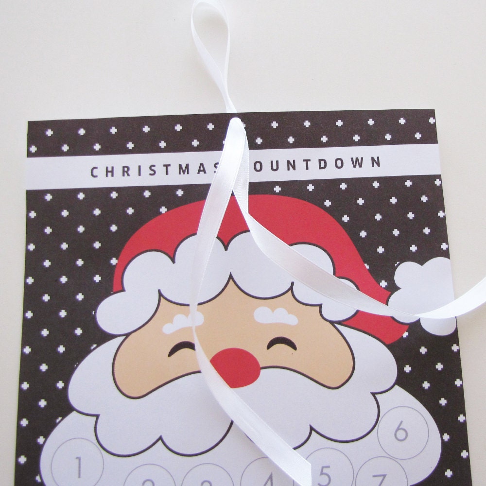 Printable Advent Calendar Santa Beard Countdown Calendar Xmas Calendar Instant Download